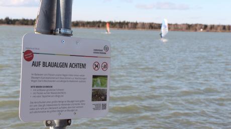 Schilder warnen seit einigen Jahren vor der Gefahr durch giftige Blaualgen am Mandichosee. Der Stausee wird nun zum Schwerpunkt eines Forschungsprojekts.