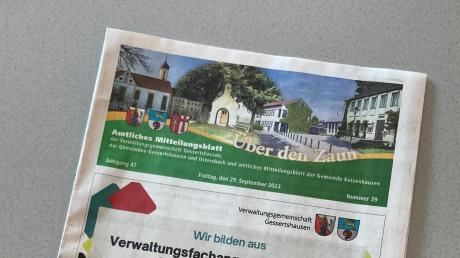 Das Amtsblatt "Über den Zaun" für Gessertshausen, Kutzenhausen und Ustersbach, wird ab Januar nur noch alle zwei Wochen erscheinen. Gerade in Ustersbach hatte es darüber lange Diskussionen gegeben.