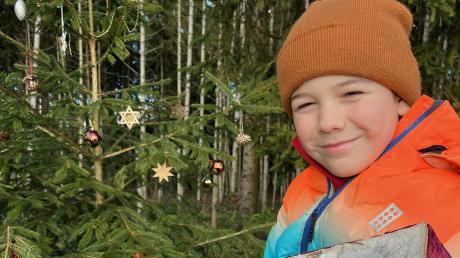 Der neunjährige Matteo Schurer hat im Hinterrieder Wald unter anderem mit der Unterstützung seiner Familie eine Weihnachtswelt gestaltet.