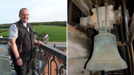Pater Andreas Fritsch ist „seiner Kirche“, die er seit gut zwei Jahren betreut, schon mehrfach auf das Dach gestiegen. Über der Glockenstube gibt es eine Aussichtsplattform, die er für diese Reportage besucht hat.