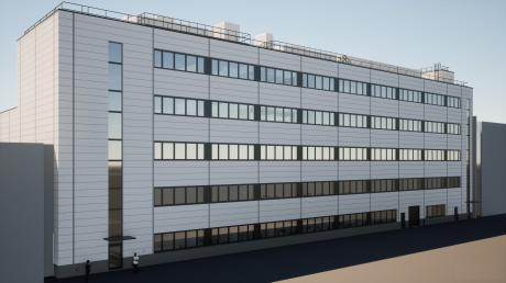 So soll der fünfstöckige Bürotrakt des neuen Gebäudes C7 im Airbus-Werk in Donauwörth einmal aussehen.