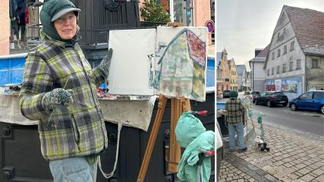 Vier Stunden lang stand Malerin Angelika Böhm-Silberhorn vor dem historischen Haus in der Burgauer Stadtstraße, um es zu malen.