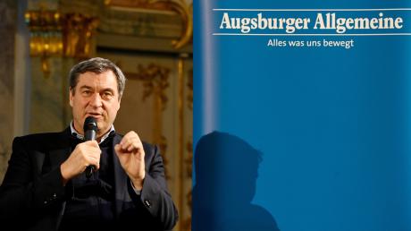 Ministerpräsident Markus Söder ist in Augsburg zu Gast bei Augsburger Allgemeine Live im Kleinen Goldenen Saal. 