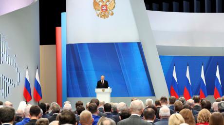 Wladimir Putin hielt seine Rede zur Lage der Nation in Moskau.  