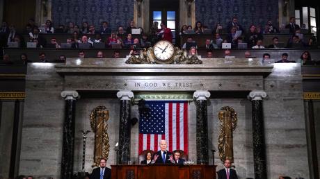 Joe Biden, Präsident der USA, hält die Rede zur Lage der Nation vor einer gemeinsamen Sitzung des Kongresses im Kapitol.  