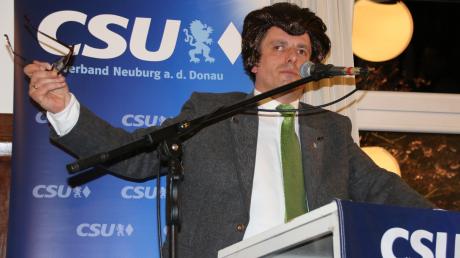 Benjamin Machel parodierte zum traditionellen Bockbierfest von CSU und JU in Neuburg einmal mehr CSU-Urgestein Franz-Josef Strauß.