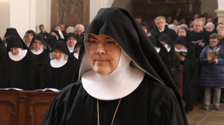 Schwester Hildegard Dubnick bei ihrer Weihe zur Äbtissin der Benediktinerinnenabtei St. Walburg am 23. Februar 2019.