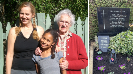 Die drei Hauptprotagonistinnen der Rückkehr nach Aichach: Annamarie Peters mit ihrer Enkelin Michaela (links) und Urenkelin Yosephina (Mitte) 2011 in Melbourne.