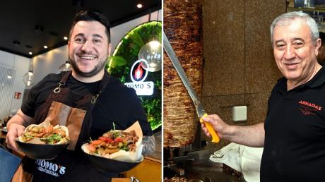 Zwei Döner, zwei Welten: Hasan Tekin (rechts), Arkadas-Chef, hat mit Muhammet Islak (links) von Momo's Gemüse Kebab Konkurrenz bekommen.