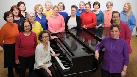 Einige der Frauen gehören seit der Gründung dieses besonderen Frauenchors rund um Elisabeth Balser (sitzend) zu den Chorallen. Am Samstag feiern sie ihr 20. Jubiläum mit einem Konzert im Bürgersaal.