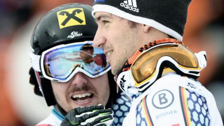 Marcel Hirscher (links) und Felix Neureuther duellierten sich jahrelang im Ski-Weltcup. Jetzt hat der Österreicher sein Comeback angekündigt. 