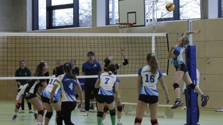 In der Relegation kämpfen die Damen I der Lechrain Volleys (helle Trikots) um den Klassenerhalt in der Landesliga. 