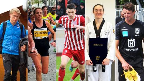 Sie sind nominiert für die Wahl zum "Sportstar des Monats" im April 2024: (von links) Maximilian Seemüller, Verena Cerna, Manuel Schrapp, Antonia Wörsing und Lennart Stoll.