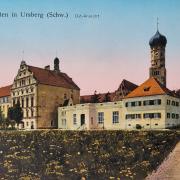 Die Ursberger "Wohltätigkeitsanstalten" in einer kolorierten Aufnahme, die möglicherweise um das Jahr 1900 entstand.