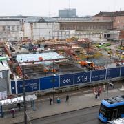 Baustelle auf der zweiten S-Bahn-Stammstrecke in München. Eine der großen Baustellen am Münchner Hauptbahnhof. Hier wird die zweite S-Bahn-Stammstrecke gebaut