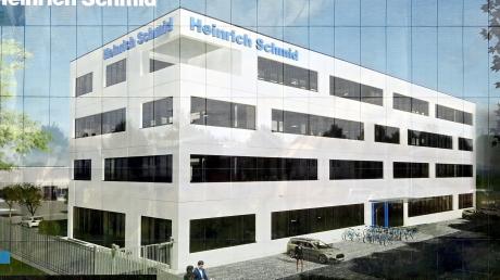 So soll das neue Bürogebäude der Firma Heinrich Schmid   in Gersthofen aussehen. Am Montag war offizieller Baubeginn.