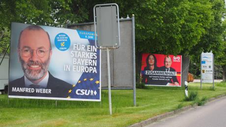 An der Donauwörther Straße in Neuburg haben die großen Parteien für die Europawahl plakatiert. 
