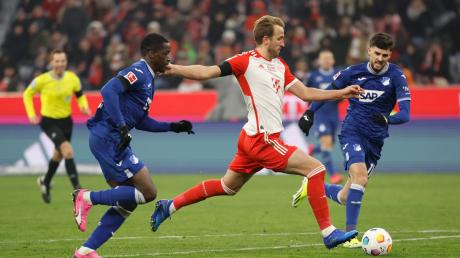 Bayerns Harry Kane (M) traf gegen Hoffenheim zum Endstand.
