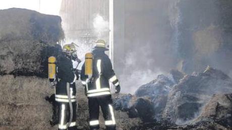 Vermutlich durch Selbstentzündung geriet am gestrigen Nachmittag in einer Halle am Kapellenweg in Lauingen Heu in Brand. Die Feuerwehr löschte. 