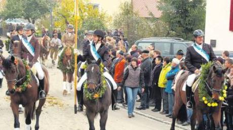 Immer wieder germ gesehen in Unterliezheim: Reiterinnen und Reiter des Reitclubs Zoltingen auf ihren herausgeputzten Pferden beim Leonhardiritt. 