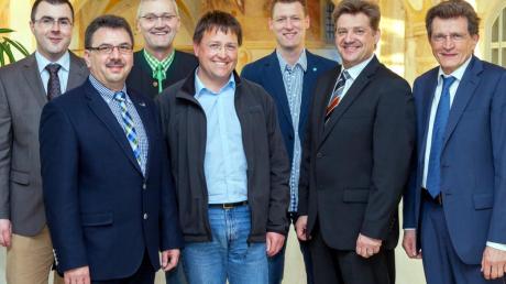 Trafen sich zum Gedankenaustausch (von links): Tobias Steinwinter, Thomas Baumann, Werner Filbrich, Jürgen Frank, Christoph Mettel, Johann Gebele und Georg Winter.  
