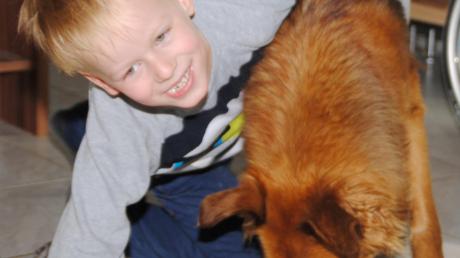 Ein Jahr nach der Operation kann Ben mit Hund Kessy herumtoben.