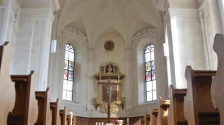 Blick in Haunsheims Dreifaltigkeitskirche.  	