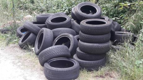 Diese Reifen wurden im Medlinger Forst abgelegt.  	