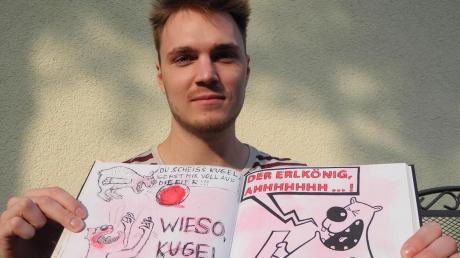 Der 24-jährige Merchinger Markus Wülbern mit seinem Bärenbuch. Für das Buch hat er eine lang geplante Thailand-Reise sausen lassen. Jetzt sammelt er Geld, um 5000 Exemplare drucken zu können.