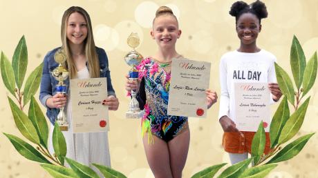 Freuen sich über ihren Erfolg bei der Wahl zur Sportlerin des Jahres: (von links) Corinna Hoppe, Luzie-Riva Lampe und Luana Neburagho.  	