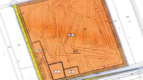 Der Plan veranschaulicht, wie die geplante Fußballgolfanlage in der Nähe des Gasthofs Waldvogel bei Leipheim einmal aussehen soll.  