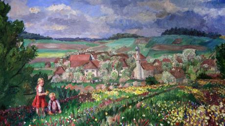 Nicht nur Fotos, auch Gemälde sind in der Ausstellung zu sehen. Der Pfarrer Franz Xaver Deibler (1875-1942) hat so seinen Heimatort Ettlishofen verewigt.