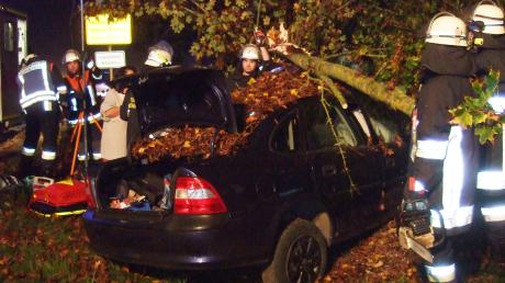 Ein 44-Jähriger ist am Montagmorgen bei Rechbergreuthen gegen einen Baum geprallt. Die Feuerwehr musste den Verletzten aus dem Auto befreien.
