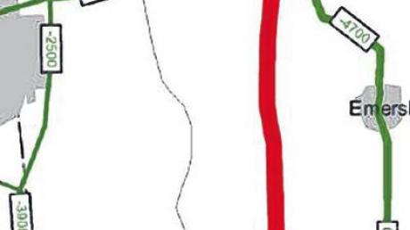 Verkehrszunahmen (rot) und -abnahmen (grün) mit dem Anschluss.  
