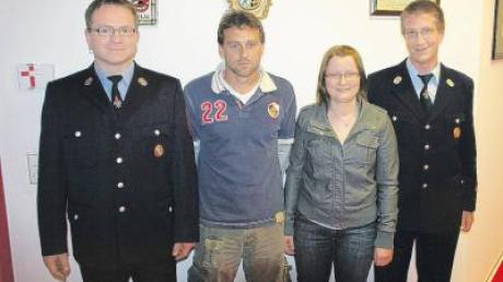 Der neue Vorstand des Feuerwehrvereins Kellmünz (von links): Oliver Schimek, Wolfgang Roth, Daniela Kramer und der neue Vorsitzende Markus Hölz.  
