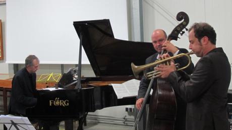 Aller guten Jazzer sind drei: Das Trio Bobbi Fischer, Veit Hübner und Joo Kraus (von links) spielte bei „Chess meets Jazz“ im Gartenmuseum.  
