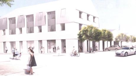 Der jetzt eröffnete Ideenwettbewerb für die Altenstadter Ortsmitte bezieht sich auf die Platzgestaltung. Die Planung der Gebäudeflächen steht. So soll das Haus an der Memminger Straße aussehen. Dahinter befände sich die Aldi-Filiale. 
