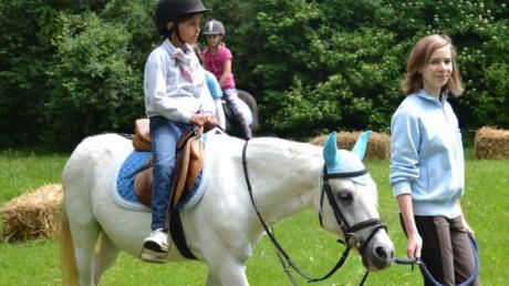Auf dem Pony Anuschka sammelten viele Kinder beim Bellenberger Dorffest erste Reitererfahrungen. 
