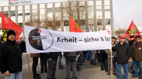Vor zwei Wochen protestierten Bosch-Rexroth-Mitarbeiter noch gegen prekäre Arbeitsverhältnisse. 