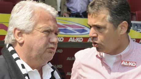 Peter Bircks (links) im Gespräch mit Manager Andreas Rettig