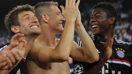 Werden nach dem Spiel nicht zusammen jubeln: (von links) Thomas Müller, Bastian Schweinsteiger und David Alaba. dpa