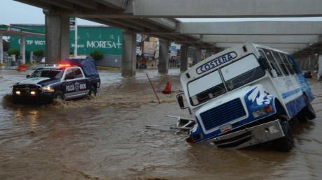 Eine überflutete Straße in Mexiko.