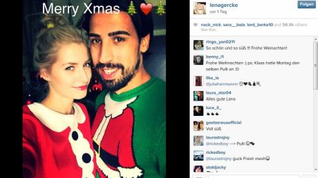 Mit Freund Sami Khedira posiert Model Lena Gercke zu Weihnachten auf Instagram. 