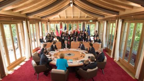Der G7-Gipfel auf Schloss Elmau im Jahr 2015 im vollen Gange.