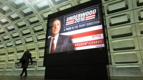 Wirkt wie echt: Wahlkampfplakat in Washingtoner U-Bahn-Station. 
