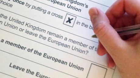Ein Wahlzettel für das EU-Referendum in Großbritannien.