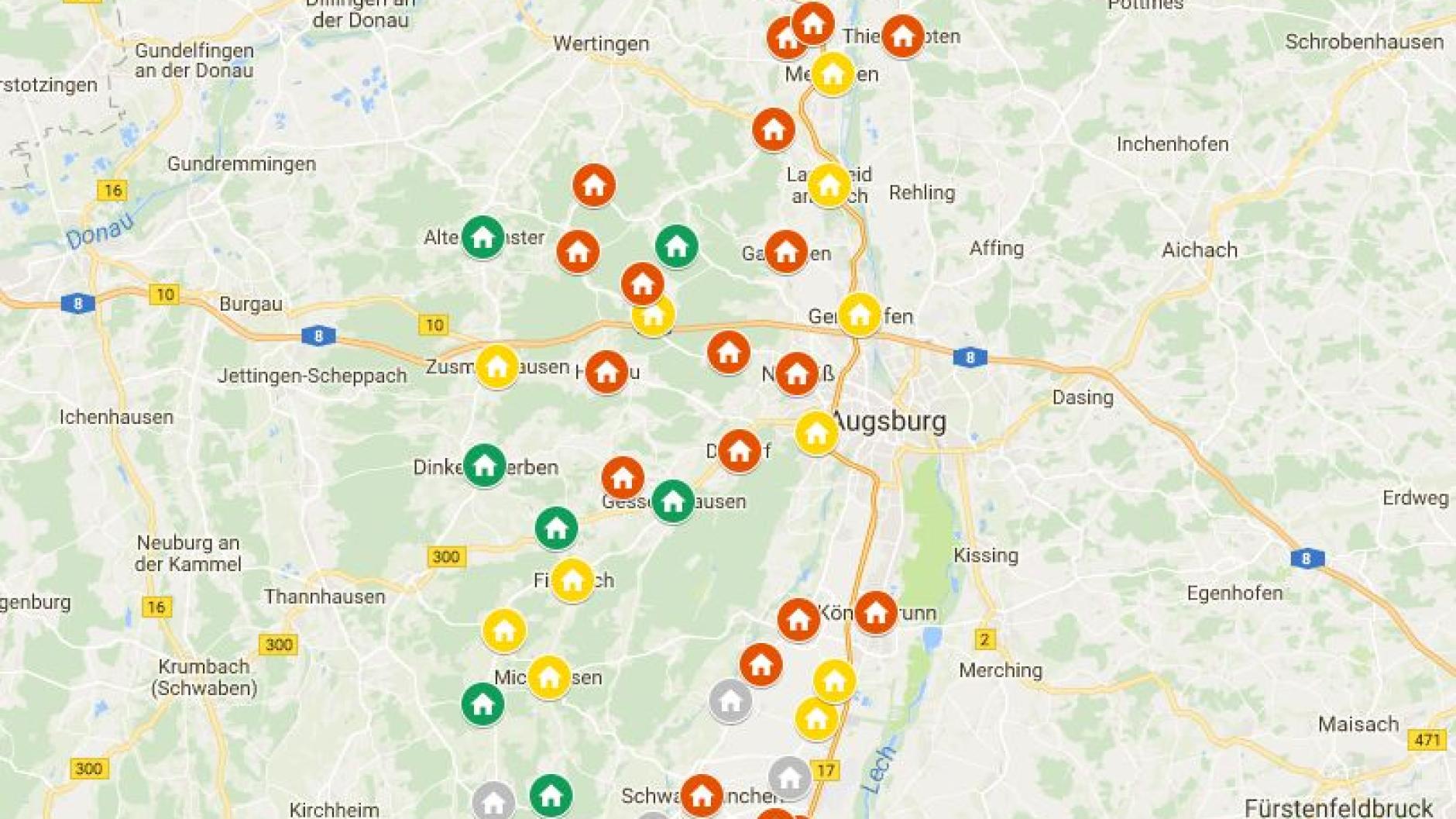 Interaktive Karte: Hier haben Häuslebauer im Landkreis Augsburg gute