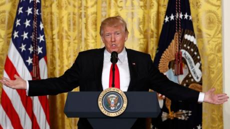 US-Präsident Donald Trump während einer Pressekonferenz im East Room des Weißen Hauses.