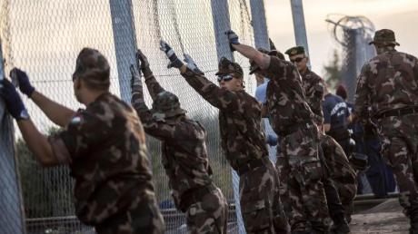 Ungarische Soldaten errichten im September 2015 an der Grenze zu Serbien einen Grenzzaun. Auch Österreichs Verteidigungsminister würde an den EU-Außengrenzen gerne Militär einsetzen. 