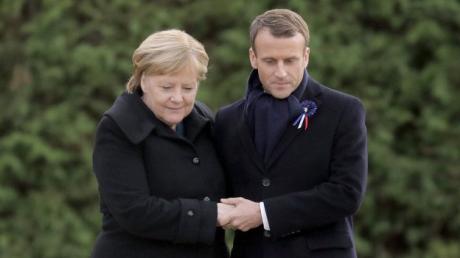 Angela Merkel und Emmanuel Macron gedachten der Opfer des ersten Weltkriegs.
